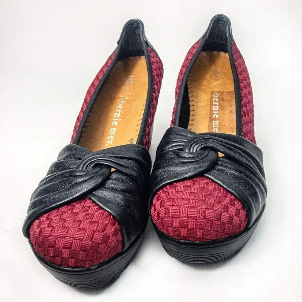 Bernie Mev Cranberry Red Lug Sole Chunky Pumps Sz 6-6.5
